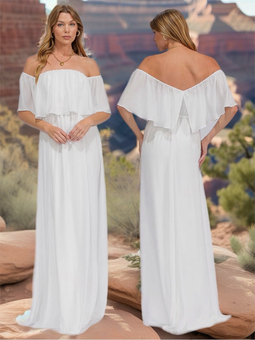 R.S.V.P. by Sugarlips | Canyon Lily Chiffon Maxi Gown Bohemian Bride Desert Boho